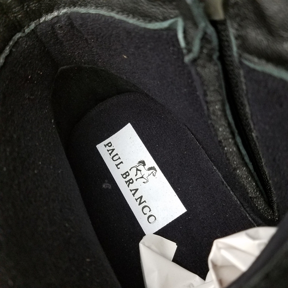 Men's 100% Genuine Leather Black Ankle Boots 7 US Paul Branco Side Zip Lace-up - Picture 10 of 11